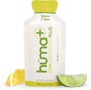 Huma Plus (Double Electrolytes) - Chia Energy Gel, Lemon Lime, 12 Gels, 25mg Caffeine - Stomach Friendly, Real Food Energy Gels