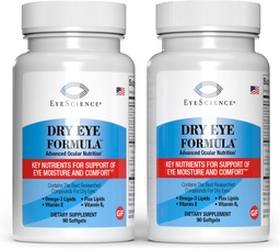 アイサイエンス - ドライアイフォーミュラ - 90 Softgels - 救済、オメガ-3、ビタミンE、C&B6、マグネシウム - ティアの生産&最後の快適さ - 2パック