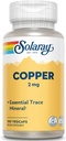 Solaray Copper 2 mg | Healthy Red Blood Cell Formation, Immune and Nerve Function Support | Non-GMO | 100ct