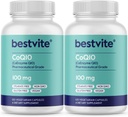 BESTVITE Coenzyme CoQ10 100mg (240 ベジタリアンカプセル) (2-パック) ナチュラル発酵 - なしのステアリング - いいえフィラー - ビーガン - 非GMO - グルテンフリー