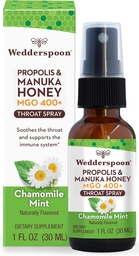 Wedderspoonのプロポリスおよびマヌカの蜂蜜の喉のスプレー、Chamomile及びミント、1 FlのOz (パッケージ1)、Soreの喉の救助、自然な免疫サポート