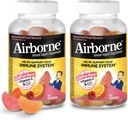 大人のためのAirborne 750mgのビタミンCのグミ、強力な酸化防止剤VIT C及びEのカフェインの自由な2x63ctのびん(42のサービング)、分類されたフルーツの味の免疫サポート ガミー