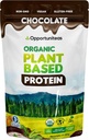 Opportuniteas Organic Plant Based Protein Powder, 20g Vegan Protein from Pea, Pumpkin, and Rice, No Sugar, Non-GMO, Gluten-Free, Creamy Chocolate, 1 lb