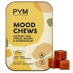 PYMシトラスモッド咀嚼ストレス、心配&オーバーヘルムのサポート、20カウント | 130mg GABA、90mg L-テアニン | ビーガン、非GMO、グルテンフリー、砂糖なし | 米国製オールナチュラルムードバランスサプリメント