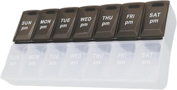 7日ウィークリーピルAM PMオーガナイザー、SysTechのPills/Vitamin/Supplements/Medicationのための大きい丸薬箱(黒/白)