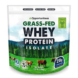 Opportuniteasの草はWheyの隔離蛋白質の粉-人工的な甘味料、ホルモンなしの牛、非GMO - 2.5lbなしで28g蛋白質の粉を溶かします