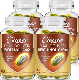 Ubiquinol CoQ10 600 MG Softgels with Omega-3 & Shilajit & PQQ, アドバンスト・デュアル・デリバリー・コエンザイムQ10, 活性CoQ10 Ubiquinolサプリメント 豊饒, 抗酸化, 心臓, 脳 & エネルギー, 240 サービング