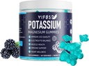Potassium Magnesium Gummies, Potassium 120 Gummies Sugar Free for Men and Women, Support Leg & Muscle & Heart Health, Magnesium Glycinate Gummies Best for Bedtime, Vegan, Non-GMO, Berry Flavor