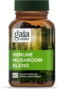 Gaia Herbs Immune Mushroom Blend - Immune Support Mushroom Supplement for Year-Round Health* - with Reishi, Cordyceps, Turkey Tail, Shiitake, and Chaga Mushrooms - 40 Vegan Capsules (40-Day Supply)