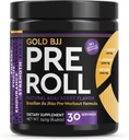 Gold BJJ PreRoll - Jiu Jitsu Pre Workout Supplement for Energy, Focus, and Endurance - Martial Arts Specific Pre-Workout Powder Formula with Natural Flavors (Acai Berry, 30 Servings)
