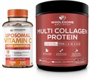 Wholesome Wellness Liposomal Vitamin C Capsules + Multi Collagen Protein Powder Hydrolyzed Bundle