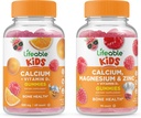 Lifeable Calcium with Vitamin D Kids + Calcium Magnesium & Zinc Kids, Gummies Bundle - Great Tasting, Vitamin Supplement, Gluten Free, GMO Free, Chewable Gummy