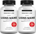 Research Labs Organic Lions Mane Supplement Capsules, 2 Fer 1 Ad - 240 Capsules w/Patent Litropane™ Immune System Booster Nootropic Brain Support Mushroom Supplement. 10X Extract comparable 18000mg