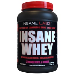 Insane Labz Insane Whey、100%の筋肉建物の乳蛋白質、BCAAのアミノ酸のプロフィール、固まりの利益、食事の取り替え(フルーツ及びクリーム、30のサービング)