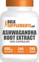 BulkSupplements.com Ashwagandhaの根のエキスのカプセル - Ashwagandha 600mg、Ashwagandhaの補足、Ashwagandhaの根のカプセル、完全菜食主義者の及びグルテンフリーの1つのカプセル、240のベジのカプセル