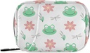 Frog with Flowers Pill Box 7 Day Pill Case Travel Pill Organizer Bag with Zipper Portable Weekly Case Compact Size for Vitamin Supplement Holder