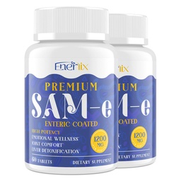 脳のための1200 MG SAM eの補足, 気分, 関節, 肝臓, 高吸収SAM-e (S-Adenosyl-L-Methionine), CoQ10, 5-HTP, 腸コーティング120錠, ビーガン
