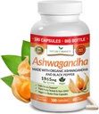 UDAF Verified Organic Ashwagandha with Black Pepper - 180 Capsules - 1965mg Extra Strength for Stress, Sleep, Mood, Thyroid, Focus, Hair, Vegan Pure Root Extract Powder - Men and Women Supplements