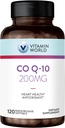 Vitamin World CoQ10 200 mg Softgels, Coenzyme Q10 Supplements for Antioxidant Support, Heart Health & Energy Production, Gluten Free, 120 Rapid Release Softgels