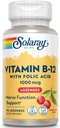 SOLARAY Vitamin B-12 1000mcg Lozenges with Folic Acid | Natural Cherry Flavor | Healthy Energy Support | 90CT