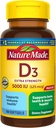 Nature Made Vitamin D3 5000 IU (125 mcg) Softgels, Extra Strength Vitamin D Supplement for Bone and Immune Health Support, 180 Count, 180 Day Supply