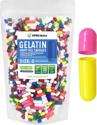XPRS Nutraのサイズ2の空のカプセル- 1000の計算の空のゼラチンのカプセル-Pills DIYのカプセルの詰物-Do-It-Yourselfの補足(多色)のための純粋な牛の丸薬のゲルの帽子