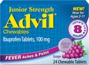 Advilのジュニア強さのChewable Ibuprofenの痛みのRelieverおよびFeverの減力剤、痛みの軽減、ブドウのための子供のIbuprofen - 24のタブレット