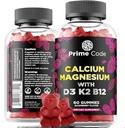 [ 𝟓 𝐢𝐧 𝟏] Calcium Gummies for Women & Men with Magnesium Vitamin B12 Vitamin K2 & Vitamin D3 | Calcium Supplement for Adults 100mg, Magnesium Supplement for Adults 50mg | Vegan | Non-GMO